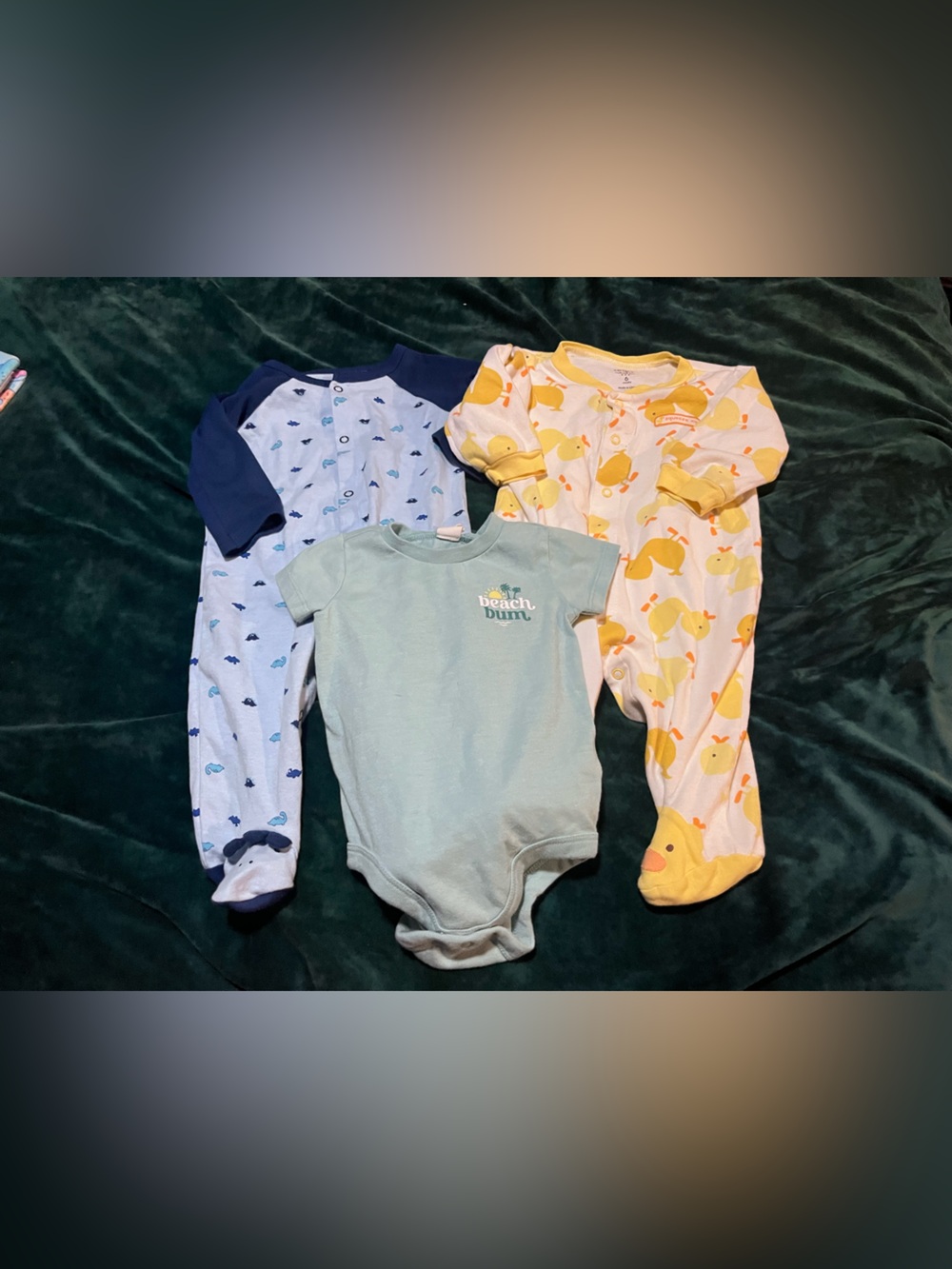 3-Pack Baby One-Piece Sleepwear Set - Blue, Mint & Yellow